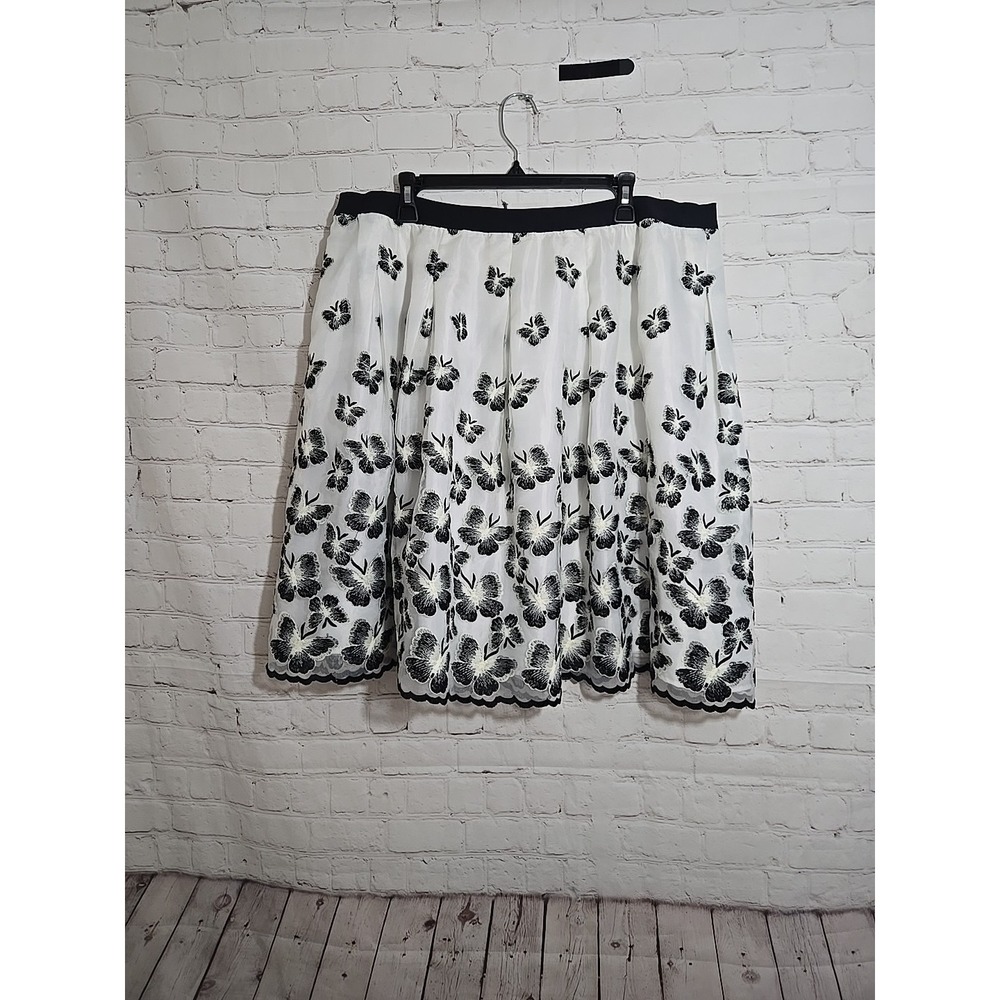 Talbots Sz 18 White Embroidered Butterfly Organza Skirt Whimsical fairy ballet
